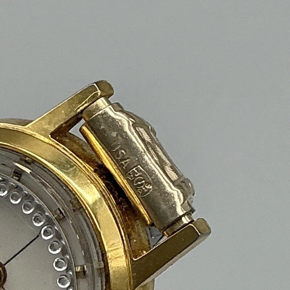 Vintage NAS Womens Watch 22mm White Dial Gold Tone Expansion Swiss Manual